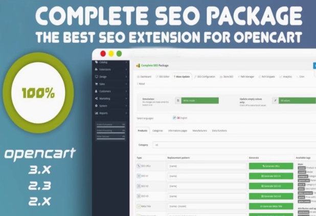 Complete SEO Packages插件 OpenCart SEO插件
